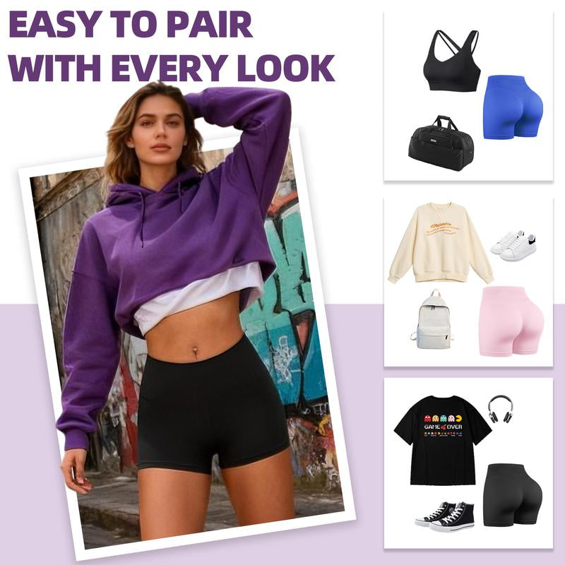 CHRLEISURE 3PCS High Waisted Biker Shorts for Women- Fitness Athletic Workout Running Yoga Gym Shorts