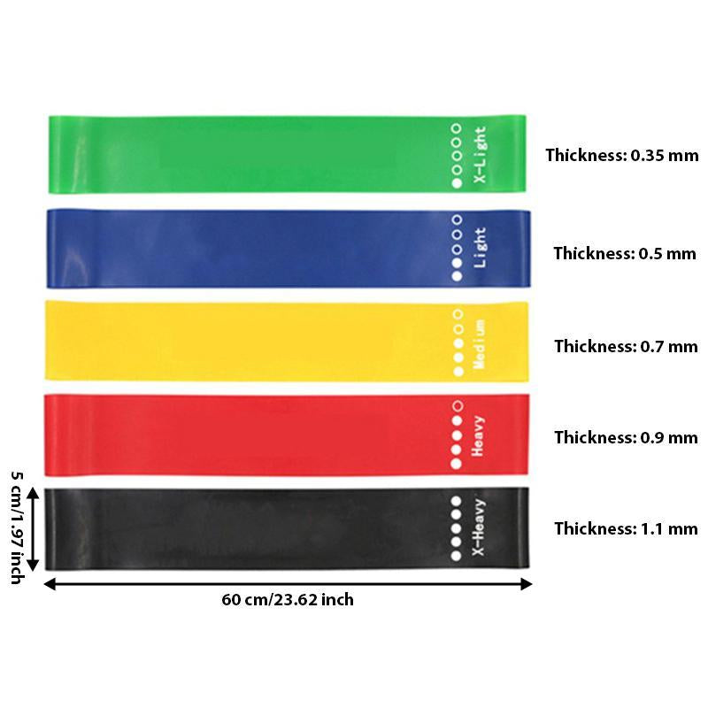 5 Counts/Set Mini Loop Resistance Band Set with Storage Bag, Portable Exercise Band, Home Gym Exercise Stretching Training Equipment, Gymtok, Gym Accessories, Home Gym Kit-Dby