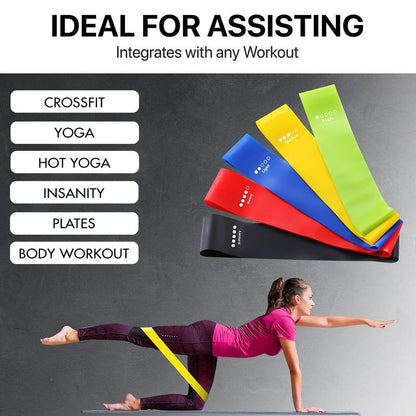 5 Counts/Set Mini Loop Resistance Band Set with Storage Bag, Portable Exercise Band, Home Gym Exercise Stretching Training Equipment, Gymtok, Gym Accessories, Home Gym Kit-Dby