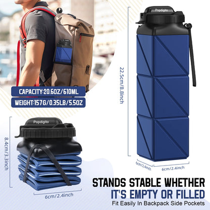 Foldable, Collapsible, Reusable Silicone Water Bottles
