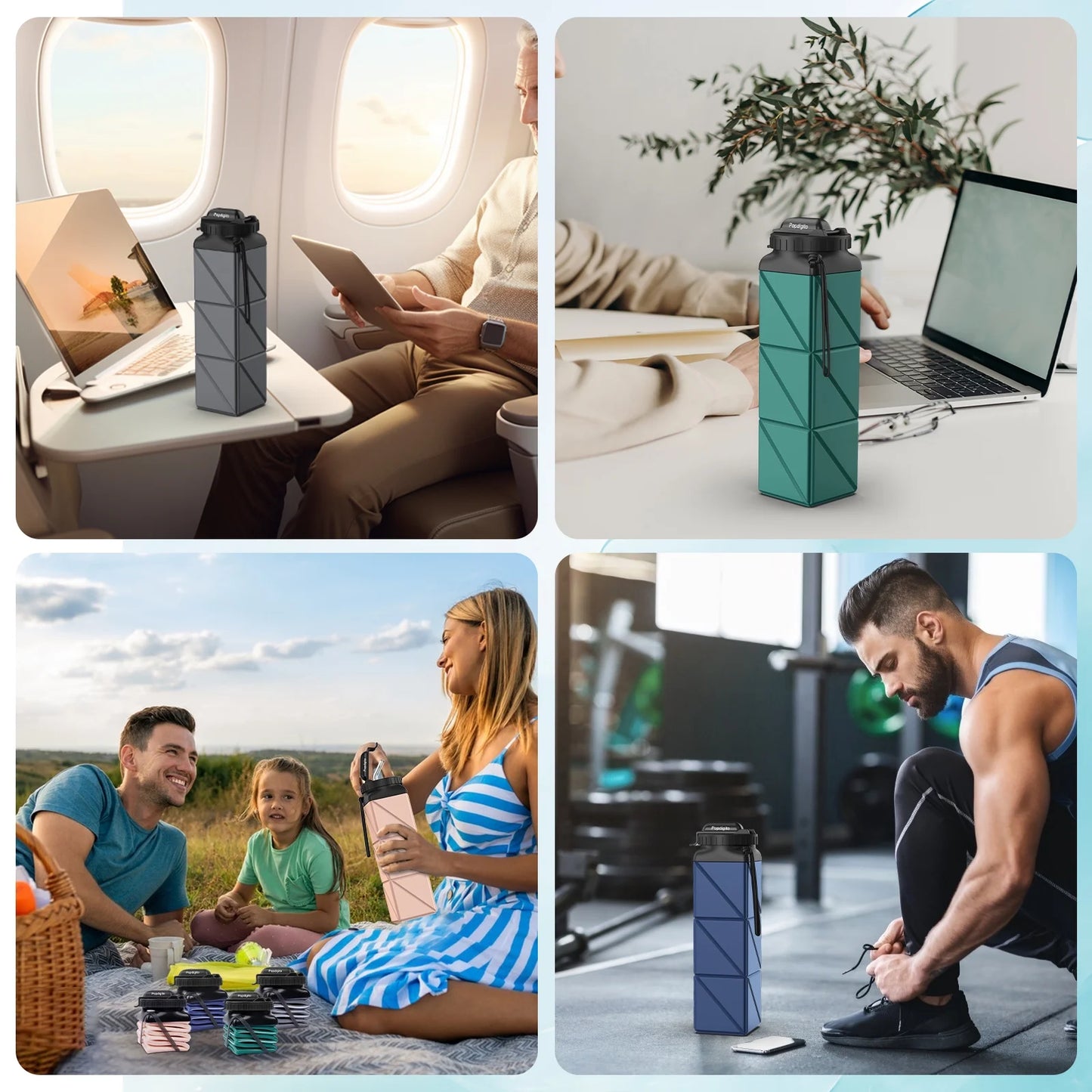 Foldable, Collapsible, Reusable Silicone Water Bottles