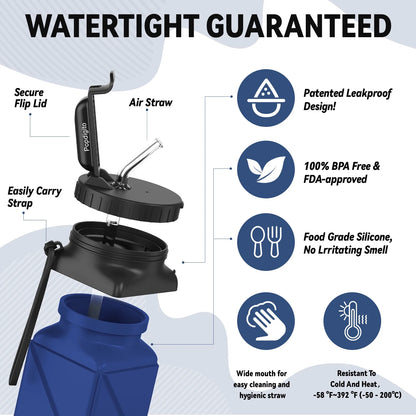 Foldable, Collapsible, Reusable Silicone Water Bottles